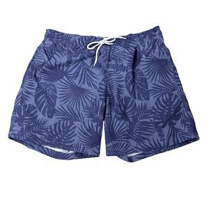 Trunks ~ Mens Swim Trunks ~Blue tropical Hawaiian print ~ size Large